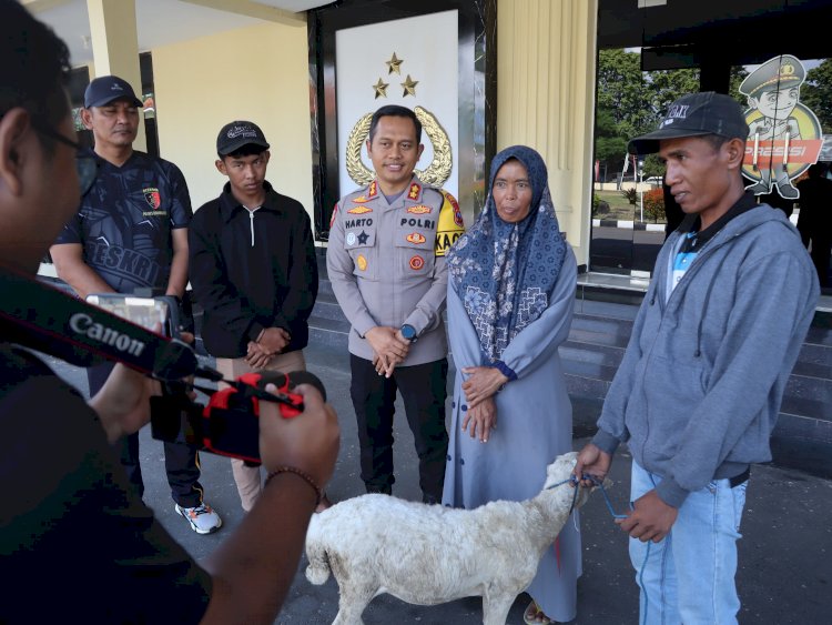 Polres Bondowoso Amankan Tersangka Curwan, Barang Bukti Kambing Diserahkan Kembali ke Pemilik